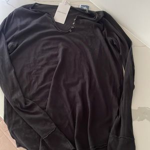 Zadig & Voltaire black Henley with skull crystal studs size L